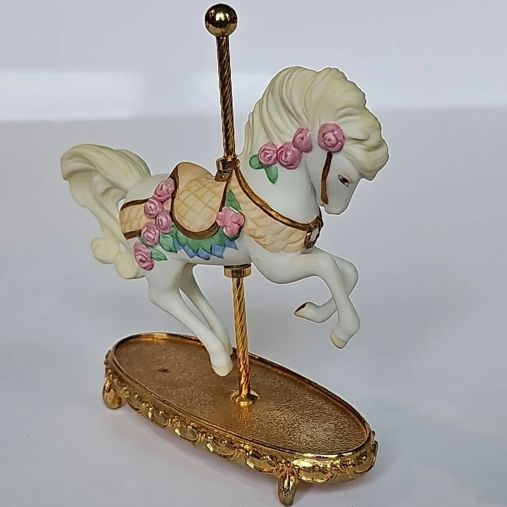 Franklin‎ Mint World Of Carousel Horses The Rose Horse Gold Porcelain COA M1043